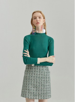 OMBRE KNIT DRESS (GREEN HOUNDSTOOTH)