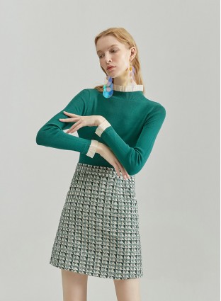 OMBRE KNIT DRESS (GREEN HOUNDSTOOTH)