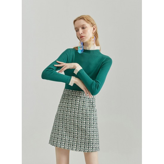 OMBRE KNIT DRESS (GREEN HOUNDSTOOTH)