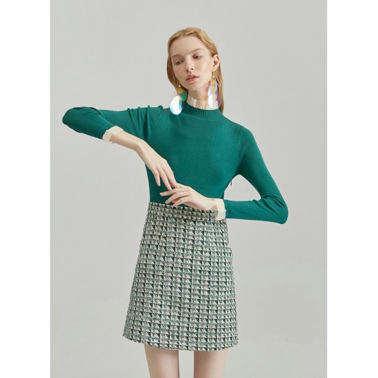 OMBRE KNIT DRESS (GREEN HOUNDSTOOTH)