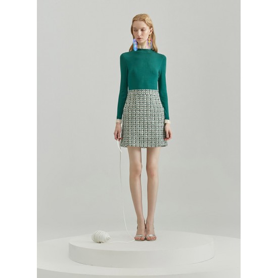 OMBRE KNIT DRESS (GREEN HOUNDSTOOTH)