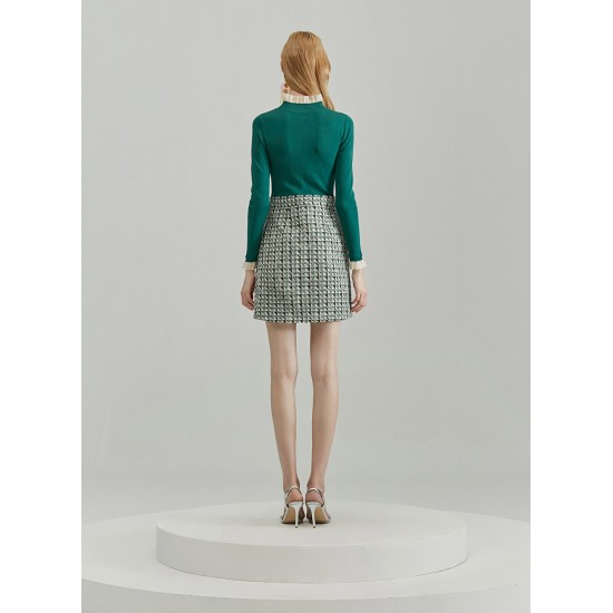 OMBRE KNIT DRESS (GREEN HOUNDSTOOTH)