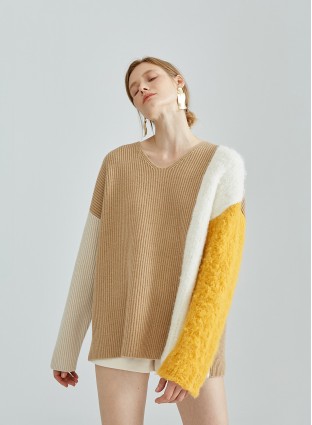 MELI KNIT JUMPER (CAMEL&YELLOW)