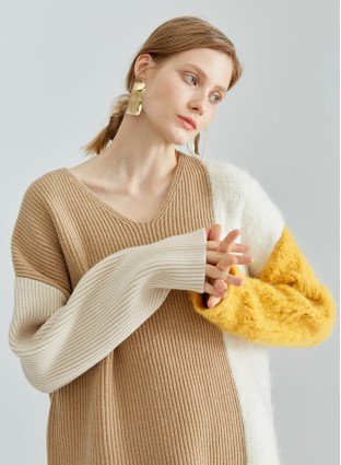 MELI KNIT JUMPER (CAMEL&YELLOW)