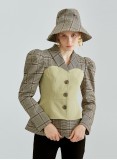 BENNY CHECKERED TOP & HAT (KHAKI)