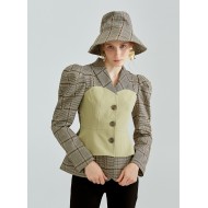 BENNY CHECKERED TOP & HAT (KHAKI)