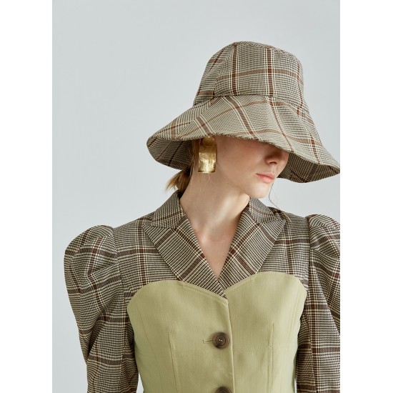 BENNY CHECKERED TOP & HAT (KHAKI)