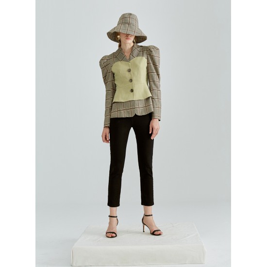 BENNY CHECKERED TOP & HAT (KHAKI)