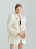 PUFF SLEEVE WOOL COAT (CREAM)