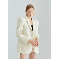 PUFF SLEEVE WOOL COAT (CREAM)