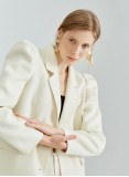 PUFF SLEEVE WOOL COAT (CREAM)