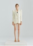 PUFF SLEEVE WOOL COAT (CREAM)