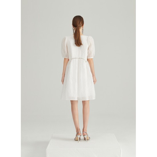 QASIM FLARED DRESS (WHITE)