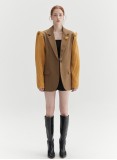 KNIT SLEEVE BLAZER (TAN)