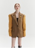 KNIT SLEEVE BLAZER (TAN)