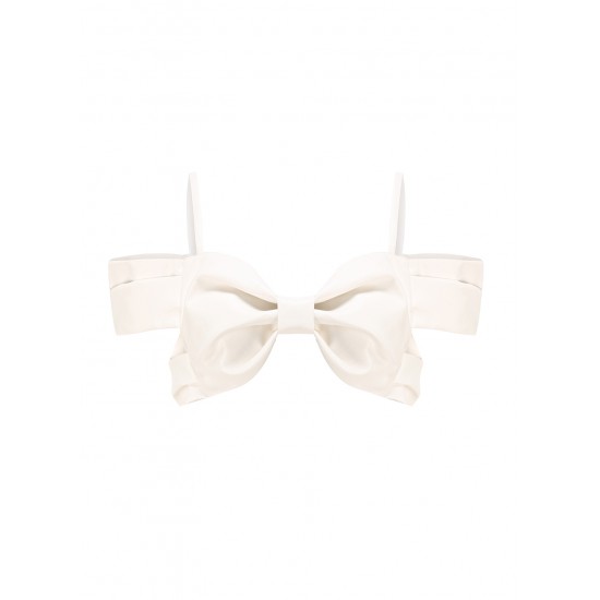 LEATHER BOWTIE BUSTIER (WHITE)