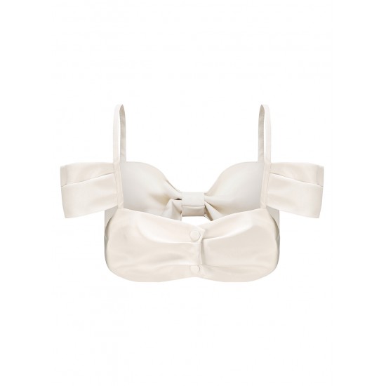 LEATHER BOWTIE BUSTIER (WHITE)