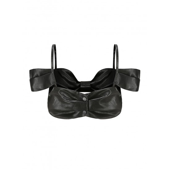 LEATHER BOWTIE BUSTIER (BLACK)