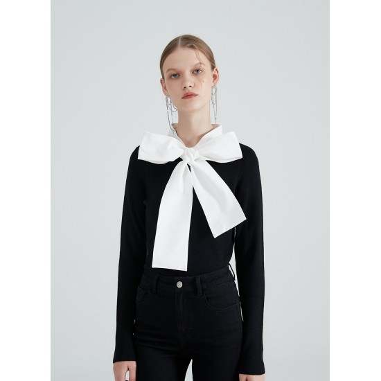 ANA BOWTIE KNIT (BLACK/WHITE)