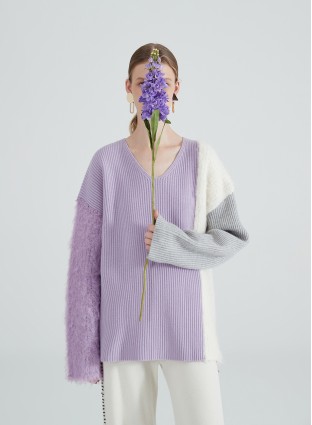 MELI KNIT JUMPER (LILAC&GREY)