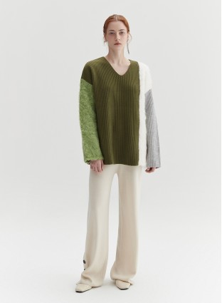 MELI KNIT JUMPER (GREEN&GREY)