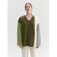 MELI KNIT JUMPER (GREEN&GREY)