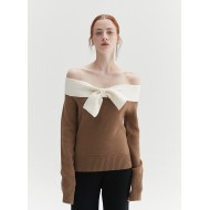 BOWTIE OFF-SHOULDER KNIT (CAMEL)