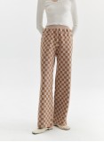 CHECKERED KNIT PANTS (CAMEL AND WHITE)