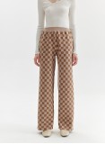 CHECKERED KNIT PANTS (CAMEL AND WHITE)