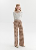 CHECKERED KNIT PANTS (CAMEL AND WHITE)