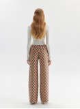 CHECKERED KNIT PANTS (CAMEL AND WHITE)