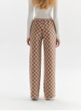 CHECKERED KNIT PANTS (CAMEL AND WHITE)