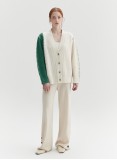 LINE WOOL CARDIGAN (WHITE AND GREEN)