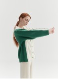 LINE WOOL CARDIGAN (WHITE AND GREEN)