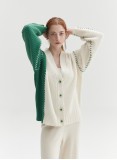 LINE WOOL CARDIGAN (WHITE AND GREEN)