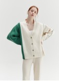 LINE WOOL CARDIGAN (WHITE AND GREEN)