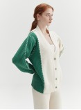 LINE WOOL CARDIGAN (WHITE AND GREEN)