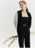 LINE WOOL CARDIGAN (BLACK AND WHITE)