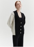 LINE WOOL CARDIGAN (BLACK AND WHITE)