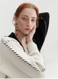 LINE WOOL CARDIGAN (BLACK AND WHITE)