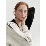 LINE WOOL CARDIGAN (BLACK AND WHITE)