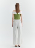 PORTIA BOWTIE TOP (GREEN AND IVORY)