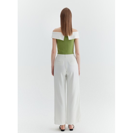 PORTIA BOWTIE TOP (GREEN AND IVORY)