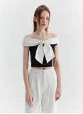 PORTIA BOWTIE TOP (BLACK AND IVORY)