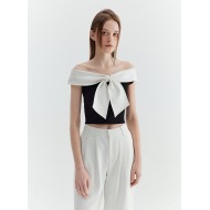 PORTIA BOWTIE TOP (BLACK AND IVORY)