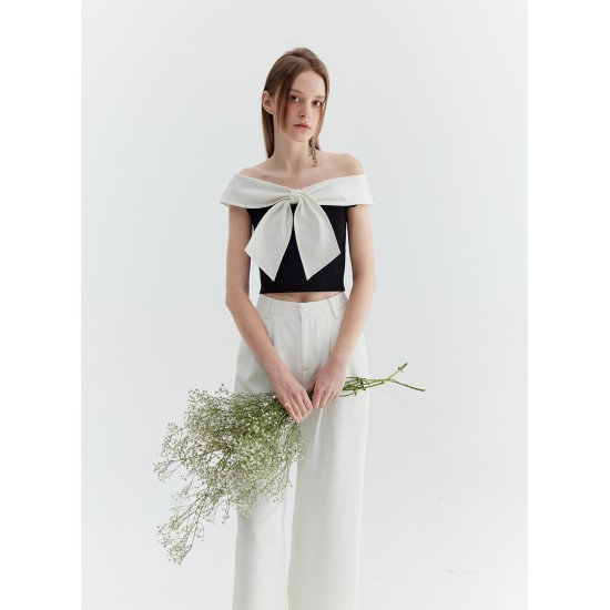 PORTIA BOWTIE TOP (BLACK AND IVORY)