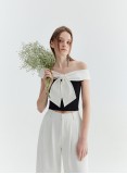 PORTIA BOWTIE TOP (BLACK AND IVORY)