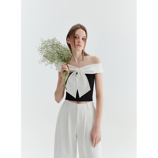 PORTIA BOWTIE TOP (BLACK AND IVORY)