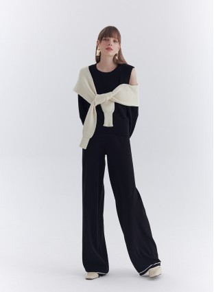 LAYERED KNIT JUMPER (BLACK/IVORY)