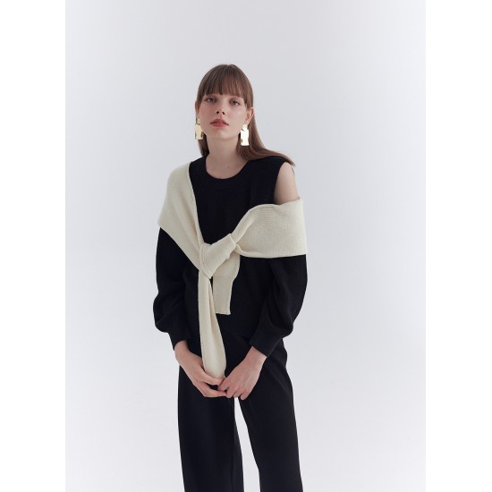 LAYERED KNIT JUMPER (BLACK/IVORY)